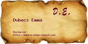 Dubecz Emma névjegykártya